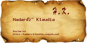 Hadaró Klaudia névjegykártya